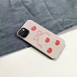 Soft Girl Pink Cherry Bow iPhone Case