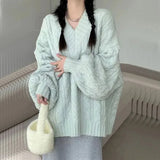 Vintage Oversized V-neck Knitted Sweater