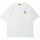 Oversize Japanese Kanji Letter Embroidered Drink T-Shirt