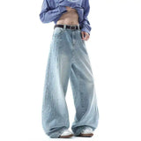 Minimal Look Gradient Washed Wide Leg Jeans