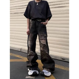 Vintage Cool Ripped Loose Fit Wide Jeans