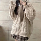 Vintage Oversized V-neck Knitted Sweater
