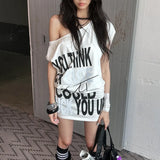 Vintage Grunge Aesthetics Off Shoulder T-Shirt