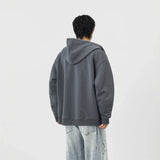 Plaid Zip-Up Casual Loose Hooded Sweatshirt