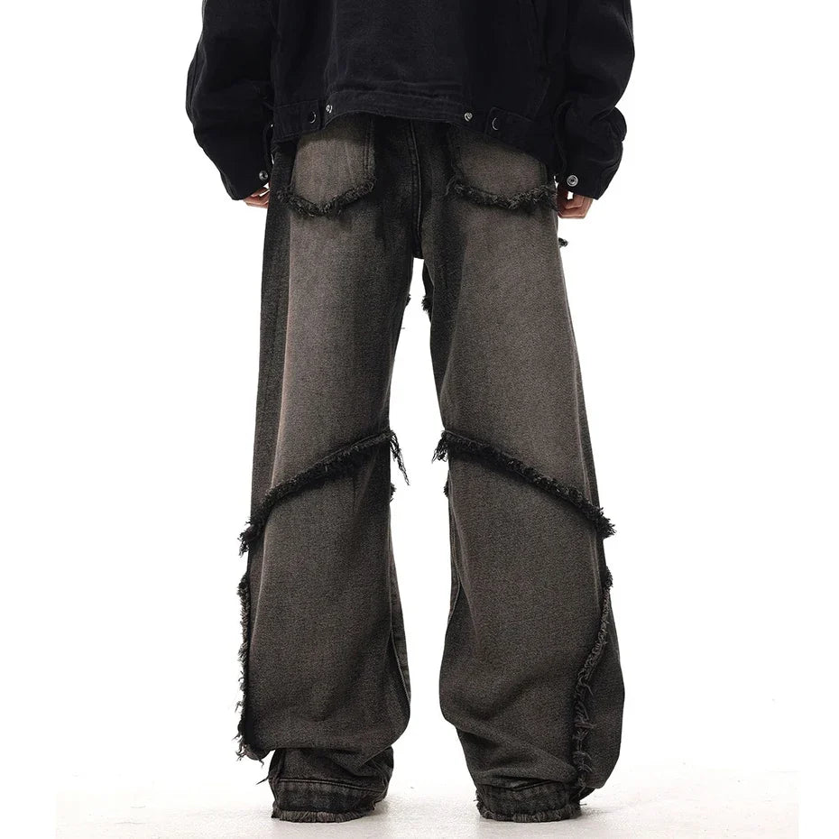 Crisscross Stitch Baggy Jeans