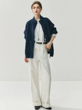 Lightweight Mock Neck Thick Zipper Cardigan