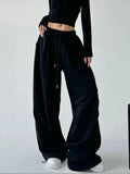 Women Retro Vintage High Waist Wide Leg Sweatpants