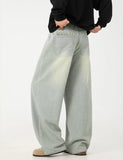 Streetwear Washed Relaxed Fit Striped Straight Leg Jeans