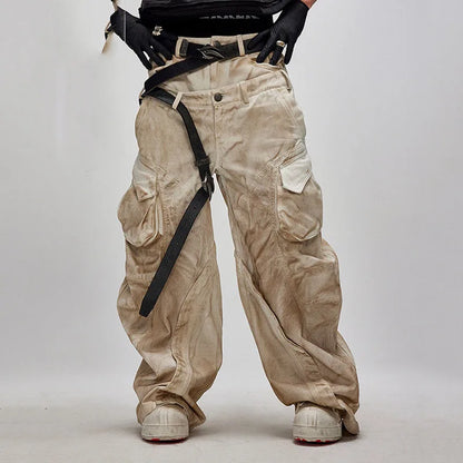 Irregular Patchwork Tailored Color-Washed Scimitar Jeans