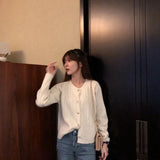 Women Classic Burgundy Knit with Heart Button Cardigan