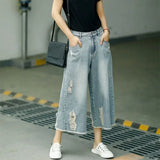 High-Waist Ripped Capri Jorts