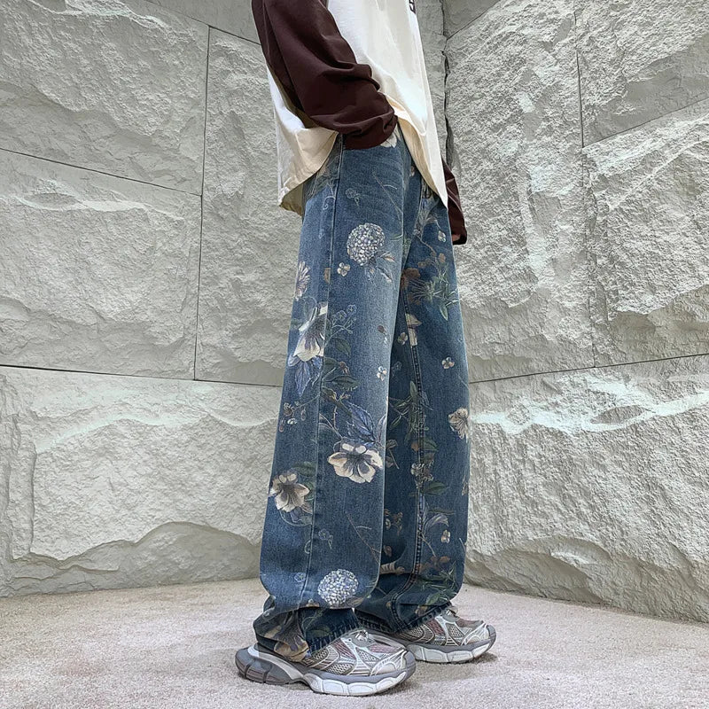 Oversized Flower Wide Leg Jeans