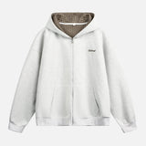 American Embroidered Loose Hooded Zip-Up Sweatshirt