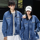Trendy American Motorcycle Denim Jacket