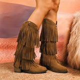 Retro Tassels Cowboy Fringe Knee High Boots