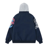 Embroidery Distressed Baseball Windbreaker Jacket