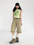Chic Patchwork Wide Leg Denim Jorts