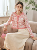 French Sweet Heart Pattern Jacquard Cardigan