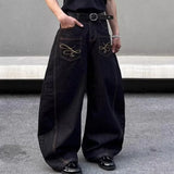 Retro Loose Fit Pocket Decoration Jeans
