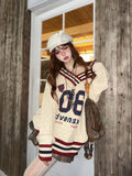 Cozy Vintage Letter Print Oversize Sweater