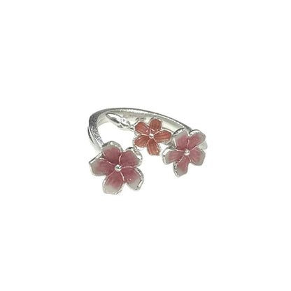 Sweet Gradient Flowers Cuff Finger Ring