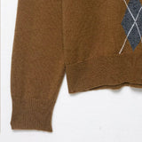 Effortless Argyle Plaid Knitted Polo Sweater