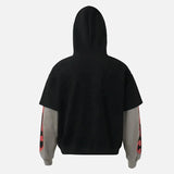 Y2K Fake Two Piece Flame Printed Hooded Sweatshirt