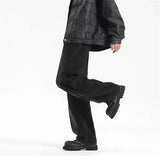 Men's Casual Pleated Drawstring Straight Leg Sweatpants