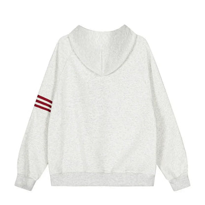 Essential Striped Patchwork Zip-Up Hooded Sweatshirt