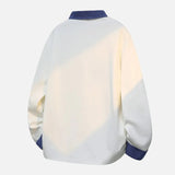 Korean Contrast Turn Down Collar Sweatshirt