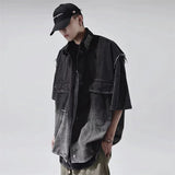 Rivet Design Gradient Sleeveless Denim Jacket