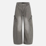 Retro Mid Waist Cotton Cargo Pants