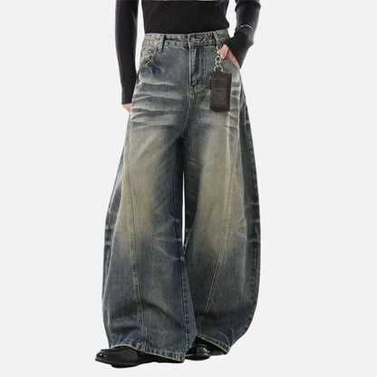Y2K American Style Moustache Effect Jeans