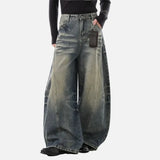 Y2K American Style Moustache Effect Jeans