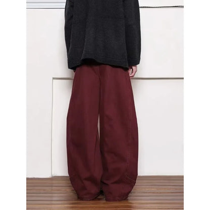Spliced Scimitar Cotton Casual Wide Leg Pants