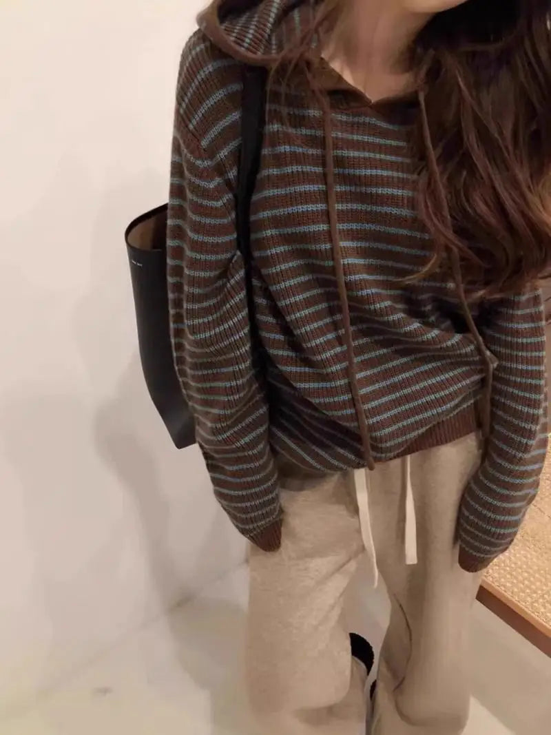Cozy Striped Knitted Hoodie