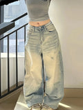 Straight & Sleek Distressed High Waist Wide Leg Jeans