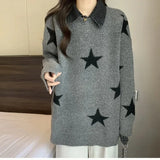 Women Retro Stars Vintage Patchwork Sweater