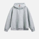 Heavyweight Ribbed Solid Color Half Zip Hoodie
