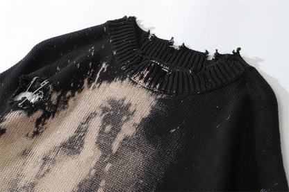 Oversized Pink & Black Distressed Jumper Sweater