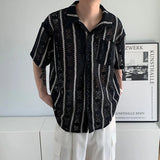 Essential Mesh Hollow Striped Shirt