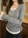 Slim Fit Drawstring Knit Long Shirt
