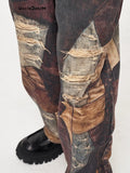 Vintage Distressed 3D Printed Baggy Jeans