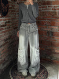 Y2K Retro Gradient Cargo Denim Jeans