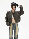 Women Vintage American Motorcycle Leather Jacket