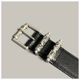 Ancient Silver Pin Buckle Leather Belt