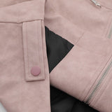 Embroidery Striped Sleeve Leather Jacket