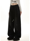 American Streetwear Vintage High Waist Lace-Up Sweatpants