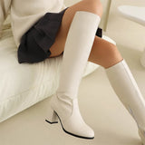 Women Vintage High Heels Knee Leather Boot