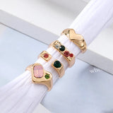 Y2K Soft Gemstone Heart Rings